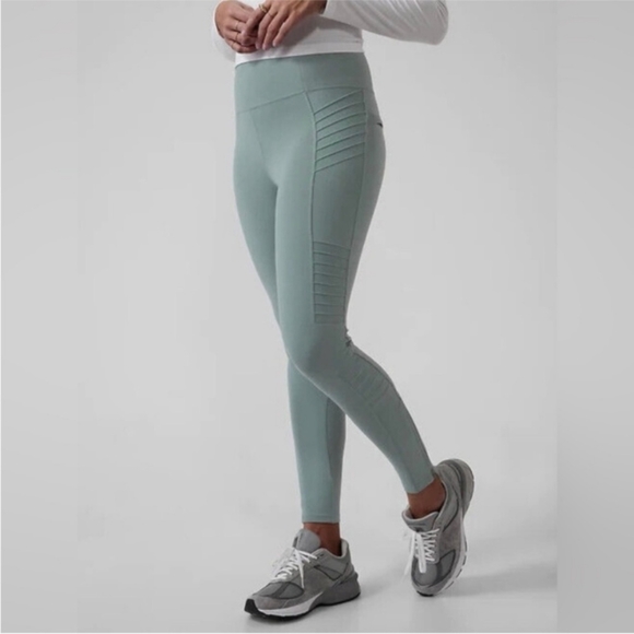 Athleta Pants - ATHLETA Delancey Moto Tight Blue Leggings Zip Ankle 2X Workout Yoga Athleisure